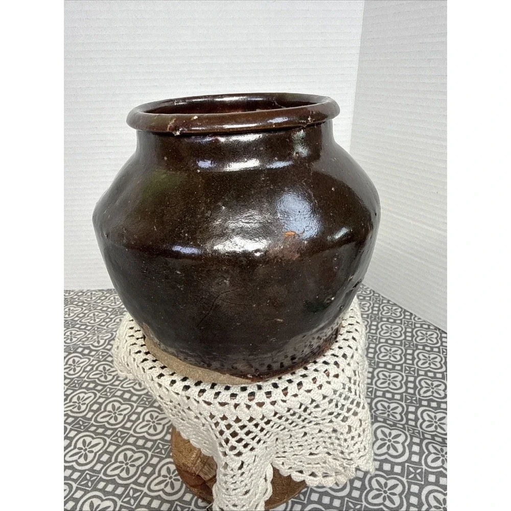 Chinese Stoneware Brown Glazed Pottery Storage Jar Qing 20th Century
